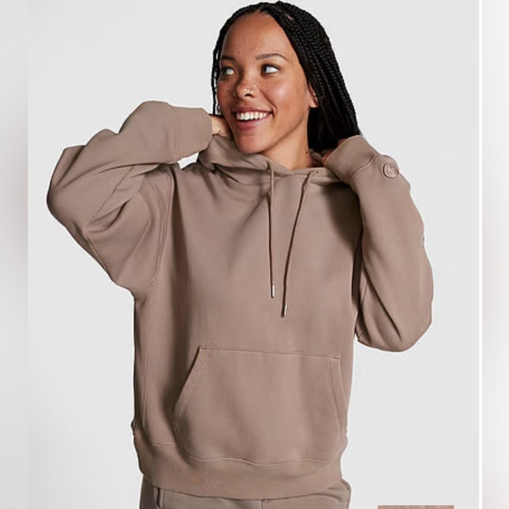 NWT VS Pink XL Premium Oversized Fleece Hoodie- Iced Coffee (see matching pants)
